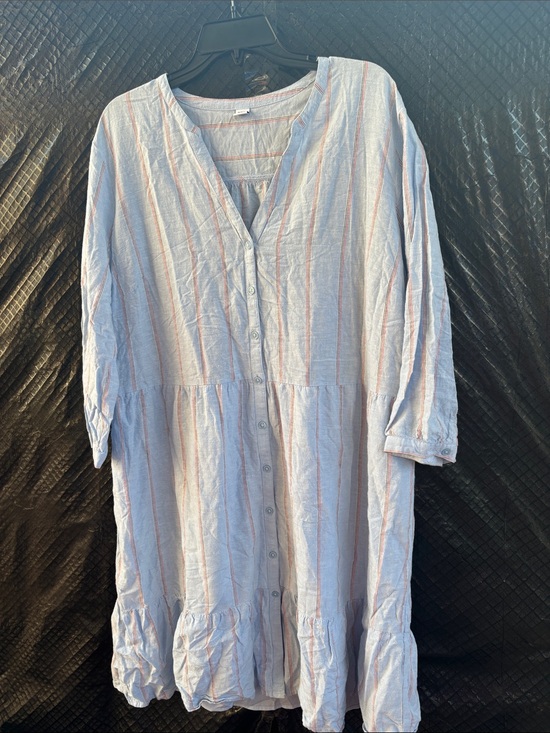 Old Navy Dresses & Skirts - Old Navy Light Blue and Coral Striped Button-Front Dress